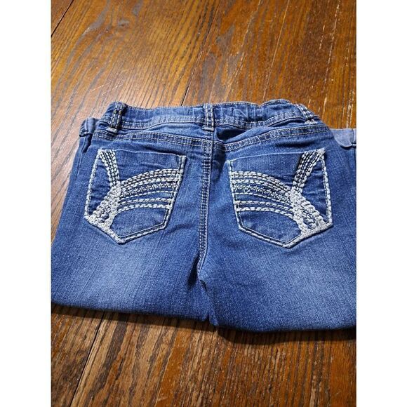 Girls Size 10 Imperial Star Adjustable Waist Denim Blue Jean Capri Cuffed Hem - Picture 4 of 6